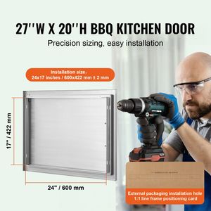 27W X 20H Inch Stainless Steel <b>Flush</b> Mount Outdoor Kitchen <b>Door</b> Single BBQ Access Vertical <b>Door</b> <b>Handle</b> Cabinet Part Accessory - Product Image 2