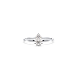 Bague solitaire REYES personnalisée en or massif 14 carats avec diamant de laboratoire HPHT CVD et halo caché pour femme, cadeau d'anniversaire parfait, bijoux - Product Image 2