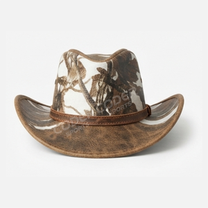 Chapeau Fedora en cuir de vache fait main de qualité supérieure avec une bande tressée, chapeau de cowboy en cuir véritable noir avec un décoratif - Product Image 2