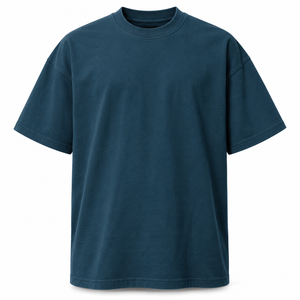 เสื้อยืดคอตตอนผสม 275gsm สีน้ำมันเข้ม ทรงโอเวอร์ไซส์ ไหล่ตก สไตล์สตรีทแวร์ คอกลม - Product Image 1
