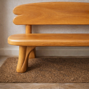 Banco de Patio de Madera de Estilo Moderno de Mediados de Siglo Luxali, Diseño Escultural, Muebles de Exterior, 3 Plazas, Forma Orgánica Duradera, Hecho a Mano, Sólido - Product Image 3