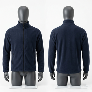 Veste polaire de travail 320 GSM en polyester anti-boulochage, bleu marine et gris, avec broderie de logo personnalisé et transfert thermique, pour l'hiver, la randonnée et le camping - Product Image 3
