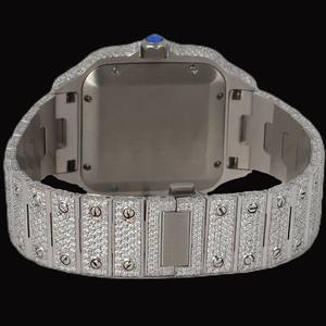 Nuevo Reloj de Lujo con Certificado de Moissanita, Caja Cuadrada con Números Romanos, Esfera Roja, Estilo Hip Hop, Brillante, Colección Personalizada para Fiestas - Product Image 4