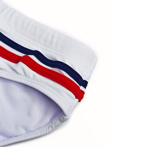 Short de bain en polyester blanc avec bande noire et rouge, anti-UV, séchage rapide, coupe compressive en nylon, short de bain Jammer - Product Image 6