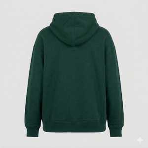 Sweat à capuche unisexe personnalisé vert foncé en coton épais respirant, style streetwear, molleton uni, OEM - Product Image 2