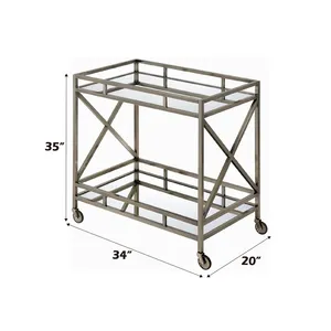 Chariot de bar moderne en métal avec étagères en verre, design rectangulaire minimaliste pour la maison, la cuisine et les fêtes - Product Image 3