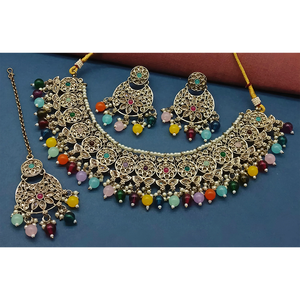 Gold Plated Fine Jewelry <b>Set</b> with <b>Crystal</b> Stone Pearl And Beads Necklace <b>Set</b> for Women Perfect for wedding and festive - Product Image 1