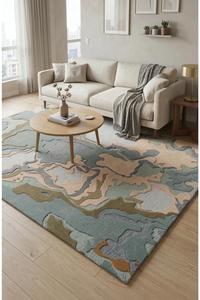 Alfombra de Lujo Hecha a Mano con Lana Antideslizante, Diseño Geométrico Moderno y Abstracto, Alta Densidad, 80 Nudos, Base de Algodón Grueso, para Villa - Product Image 5