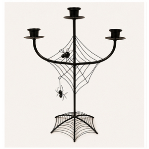 Wholesale <b>Black</b> Metal Spider Web <b>Candelabra</b> 3-Tier Spooky Halloween Candle Holder for Home Table Centerpiece & Party Decor - Product Image 3