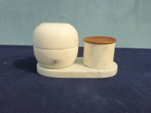Juego de Quemadores de Incienso de Mármol con Caja Redonda y Tapa de Madera de Sándalo sobre Bandeja, Ecológico y Orgánico - Product Image 4