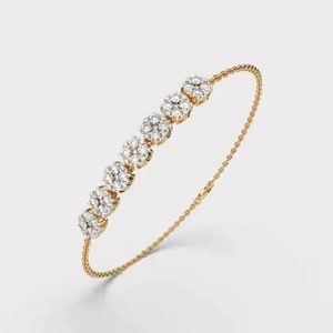 Squad Diamond <b>Bracelet</b> Tennis Classic Simple Unique Design Real Diamond Studded <b>Bangle</b> <b>Bracelet</b> in 18K Yellow Gold - Product Image 5