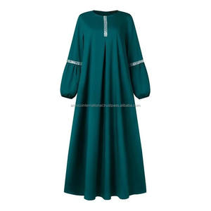 Abaya de Chifón de Color Liso Estilo Dubái 2025 para Mujer con Cinturón, Vestido Musulmán Transpirable y Ecológico con Cola de Capilla para Verano - Product Image 3