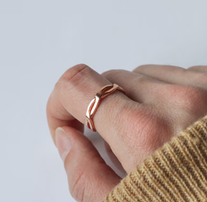 Antique Creation Copper <b>Magnetic</b> <b>Ring</b> Unisex <b>Ring</b> Band Traditional Ayurvedic Healing Jewelry Twisted Intertwined Wave Motif - Product Image 3