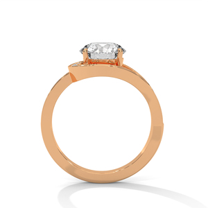แหวนเจ้าสาวโรสโกลด์ 14K สำหรับผู้หญิง ประดับเพชรทรงกลมเจียระไนแบบเหลี่ยม แหวนเพชรเม็ดเดี่ยว เครื่องประดับหมั้นทันสมัย - Product Image 3