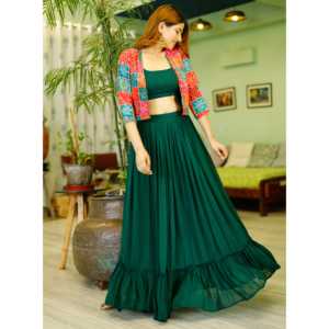 Ensemble jupe en tricot respirant vert saphir pour femme avec manches 3/4 - Taille XS - Product Image 4