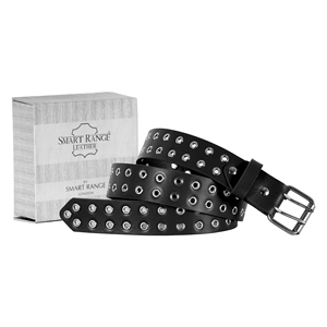Ceinture unisexe en cuir de vachette véritable à double anse, style punk décontracté, pour jean, vintage, noire, personnalisable, vente en gros - Product Image 6