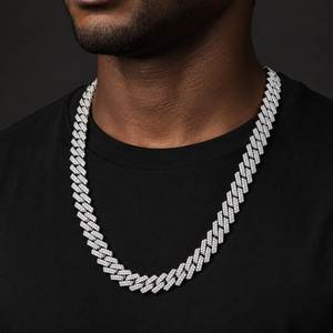 Ice Cube Miami Cuban Moissanite Necklace <b>Mens</b> Link <b>Chain</b> Lab Created Diamond Pendant Jewelry - Product Image 2