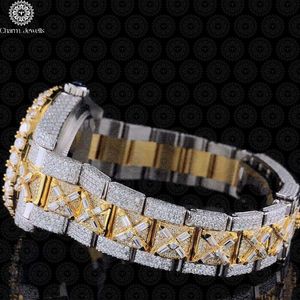 Montre de luxe pour homme Charm_Jewells avec diamants, 40 mm, analogique, mécanique, bracelet en acier inoxydable, fermoir pliant, verre cristal, étanche 10 bars - Product Image 4