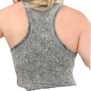 Wholesales Short Sleeves Workout Tanktop Rib Women for TankTop Women's Acid Wash Fabric Cotton USA Size Acid Women <b>Crop</b> <b>Top</b> 2026 - Product Image 5