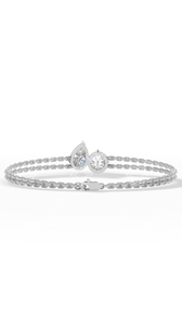 Élégant Bracelet Double Rangée Toi et Moi avec Diamants Taillés Poire et Rond, Or 14K, Bijoux de Luxe, Fournisseur en Gros - Product Image 4