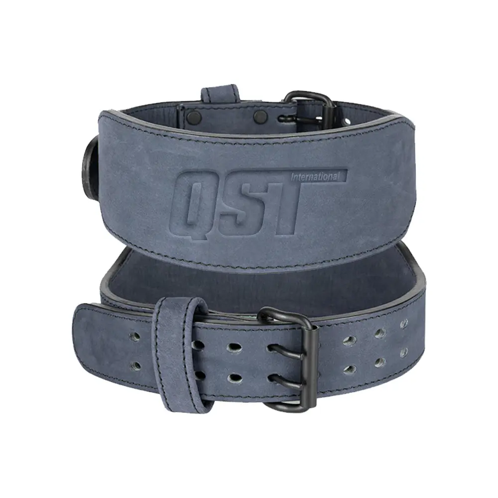 Leather Weightlifting Belt Double Prong Buckle 4" Contoured Design Back Support Gym Workout Bodybuilding Training Padded Belt