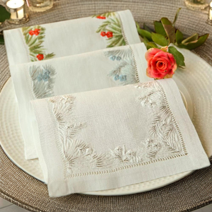 Serviettes de cocktail en lin Jasmine Charm – Serviettes de boisson réutilisables 100 % lin naturel, design élégant inspiré des arômes floraux - Product Image 4