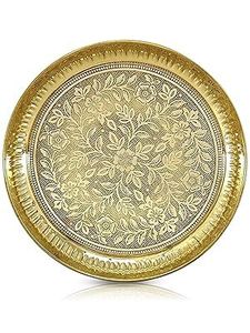 Plat de service traditionnel en laiton Mandi Thal unique pour les restaurants, les buffets et les décorations de festivals - Product Image 1