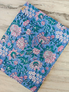 Blue Floral Hand Block Printed Cotton <b>Fabric</b> Indian Sanganeri <b>Fabric</b> by Yard Dress Material Wholesale Jaipur - Product Image 1