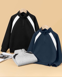 Sweat-shirt décontracté élégant pour garçons, demi-zip, color-block, couleur unie, haut à manches longues pour enfants, coupe ample pour le printemps - Product Image 3