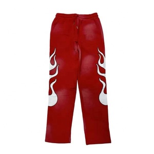 Pantalones de chándal OEM sostenible polar acampanado chándal de talla grande efecto de lavado otoño francés Terry tejido liso 100% algodón para hombres - Product Image 4