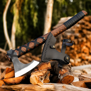 Hacha Vikinga Hecha a Mano de Acero al Carbono con Mango de Madera, Forjada a Mano, Tomahawk, Hacha de Supervivencia y Combate para Exteriores - Product Image 6