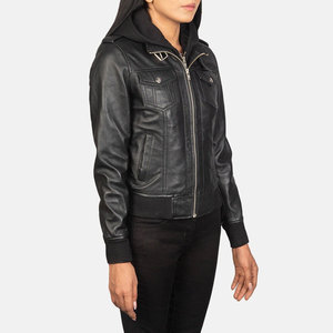 Wholesale Motorcycle Ladies genuine Sheep <b>Leather</b> <b>Jacket</b> Ladies Cropped Bomber Style Fashion Spring <b>Real</b> <b>Leather</b> Women <b>Jacket</b> - Product Image 4