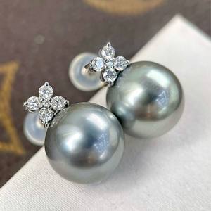 Boucles d'oreilles classiques en argent pur S925 avec perles rondes de 7-8 mm, perles d'eau douce naturelles de haute qualité, bijoux en diamant, charme élevé - Product Image 1