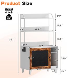 Mueble para mascotas: Caja de arena oculta para gatos con puertas de pizarra para grafitis y 2 estantes de almacenamiento - Product Image 3