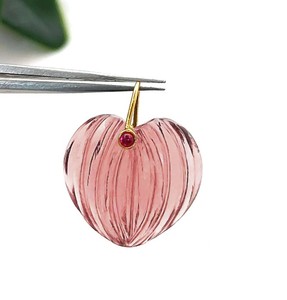 Colgantes de Corazón de Morganita y Cuarzo Tallados a Mano con Aro de Oro – Suministros de Joyería de Moda - Dijes de Piedra Doble - Product Image 1