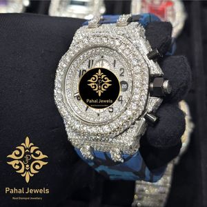 Reloj de Cuarzo con Incrustaciones de Diamantes, Cronógrafo, Correa Azul, Esfera Acrílica, Joyería de Moda de Lujo - Product Image 3