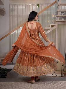 New Ready to Wear Indian Party Wear Women's Embroidery Georgette Anarkali Floral Gown for Women abaya dress party dresses women - Product Image 3