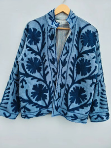 Chaqueta Bomber de Terciopelo con Bordado Suzani, Patrón Floral Bordado a Mano, Estilo Bohemio Vintage, Reversible, Étnico, para Verano y Otoño - Product Image 1
