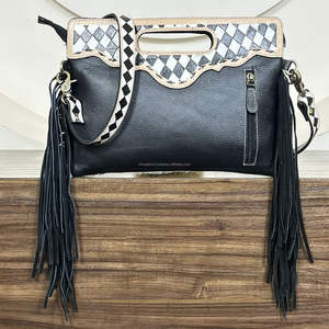 Bolsos de Mano de Cuero a Cuadros de Lujo para Mujer, Nuevos Modelos 2026, Bolsos de Hombro con Flecos y Asa Superior de Cuero a Cuadros Genuino de Alta Calidad - Product Image 5