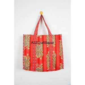 Bolso Tote Largo de Hombro Acolchado de Algodón Indio Hecho a Mano con Rayas para Mujer, Ecológico, Estilo Boho, para Compras, Fiestas, Comestibles, Gran Capacidad - Product Image 1