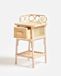 Adorable Eco-Friendly Modern <b>Rattan</b> Nightstand for Kids Woven <b>Bedside</b> <b>Table</b> Drawer Natural Cane Cute Nursery Bedroom Furniture - Product Image 1