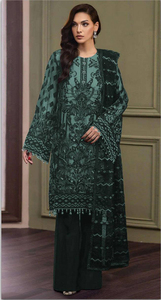 Teal Green Embroidered Traditional Salwar <b>Suit</b> With Dupatta Floor-Length Loose Fit Women's Indian Pakistani Wear - Product Image 2