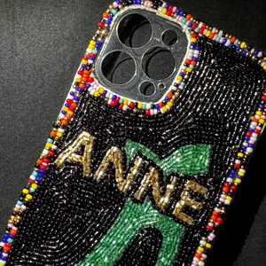 Authentic Ethnic Custom USA <b>Map</b> Flag Beaded Embroidery Phone <b>Case</b> Patriotic Luxury Hand Stich Fashionable Colorful Style Women - Product Image 1