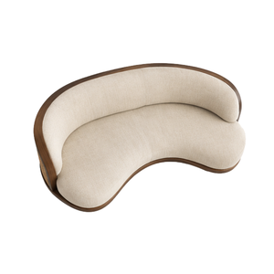 Sofá Moderno Curvo de Madera de Teca con Panel de Mimbre Tejido, Tapizado, para Sala de Estar, Hotel, Villa - Product Image 4