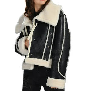 Chaquetas de cuero de borrego para mujer, cálidas y resistentes para uso en exteriores fríos y casual. - Product Image 2