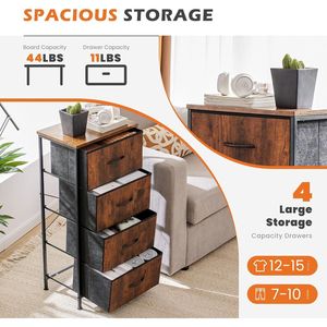 Cassettiera marrone con struttura in acciaio robusta e piano in legno, organizer portaoggetti in tessuto per riporre oggetti sotto il letto - Product Image 4