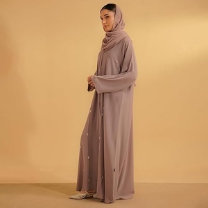 อาบายะห์แบบเรียบง่าย ยาวคลุมเข่า คอวูล แขนยาว สีพื้น ทรงหลวม ใส่ได้ทุกวัน - Product Image 5