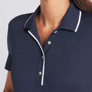 Chemises polo respirantes pour femmes, manches courtes, coupe ajustée, bordure contrastée, coton piqué, décontractées, pour le golf, le tennis, uniformes d'équipe, hauts, t-shirts - Product Image 3