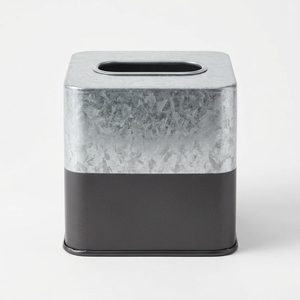 Porte-serviettes classique en fer galvanisé fait main 14 cm, avec bord ourlé en zinc anthracite, couvercle de boîte à mouchoirs pour la maison, compatible avec les boîtes standard - Product Image 6
