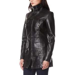 Hermosa Chaqueta de Cuero de Cordero Auténtico Estilo Gótico Negro para Mujer, Diseño Vintage 2026 - Product Image 4